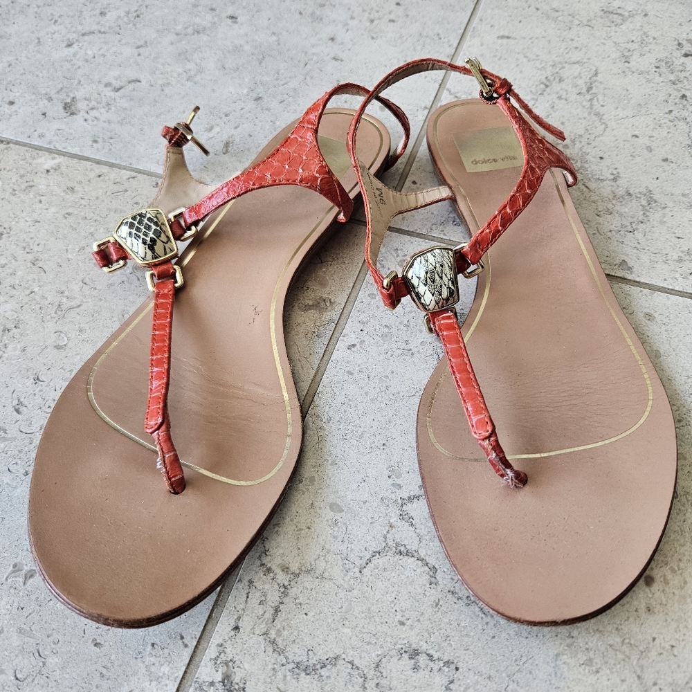 DOLCE VITA Sandals Leather, Orange with stone inset